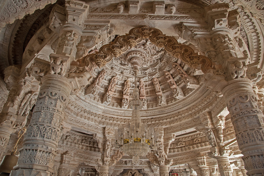 A Section of the Ceiling Inside the Adinatha Jain Temple