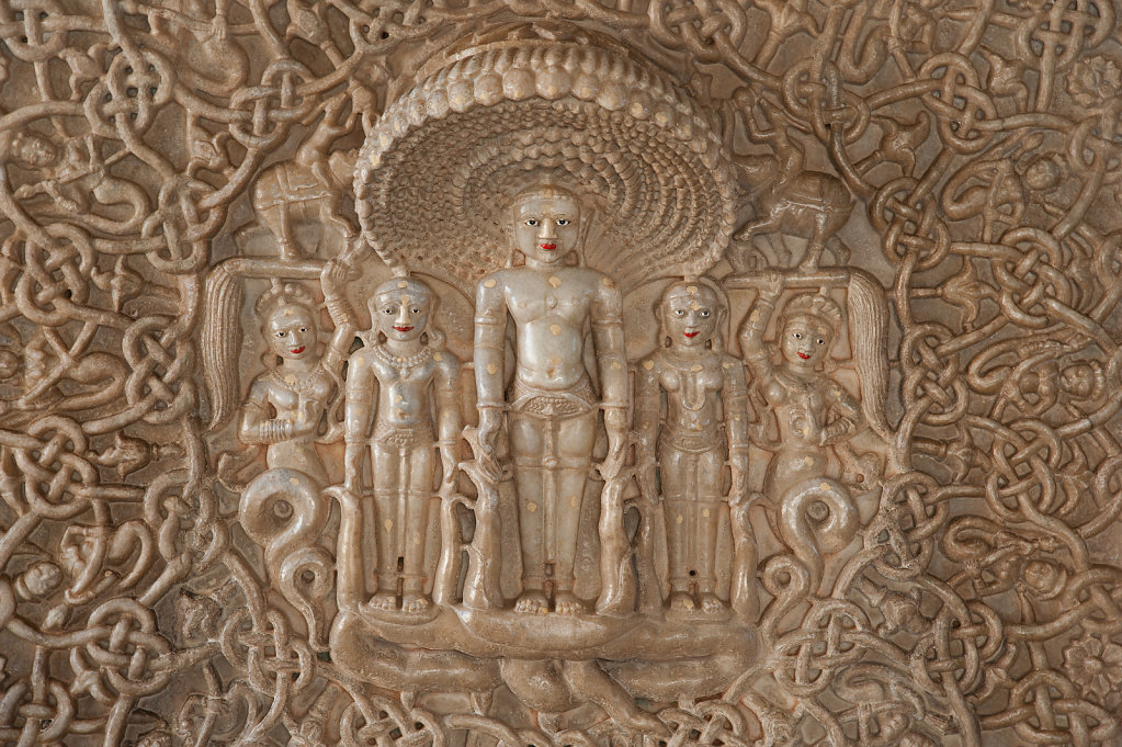 Close-up  of Figures Inside the Adinatha Jain Temple