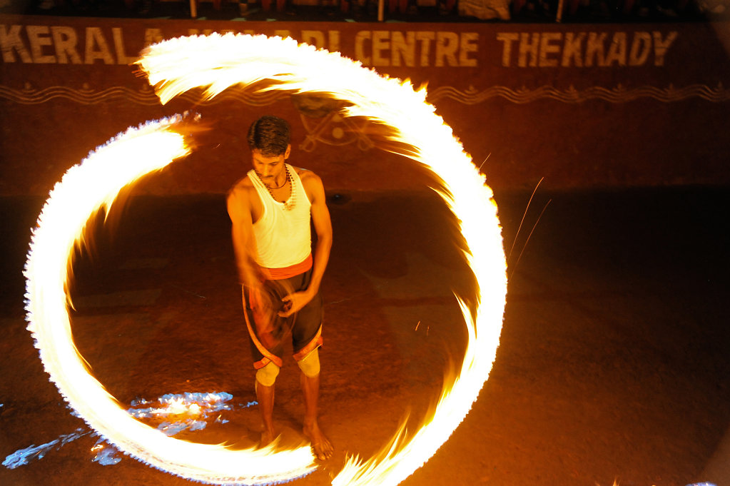 Playing With Fire During an Exhibition of the Art of Kalaripayattu