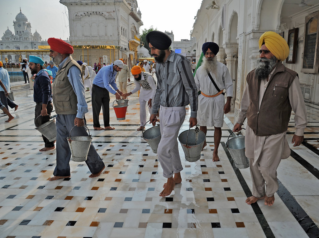Preparing to Wash the Temple Floor
