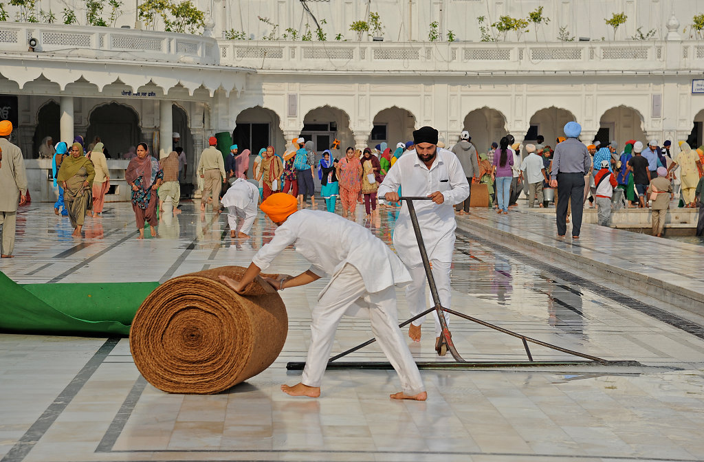 Cleaning the Temple Floor